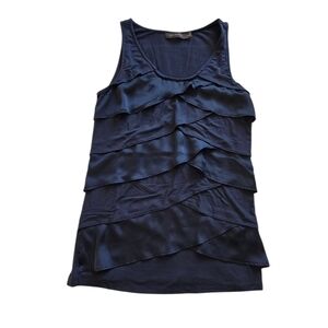 The Limited Midnight Blue Ruffled Tank Top